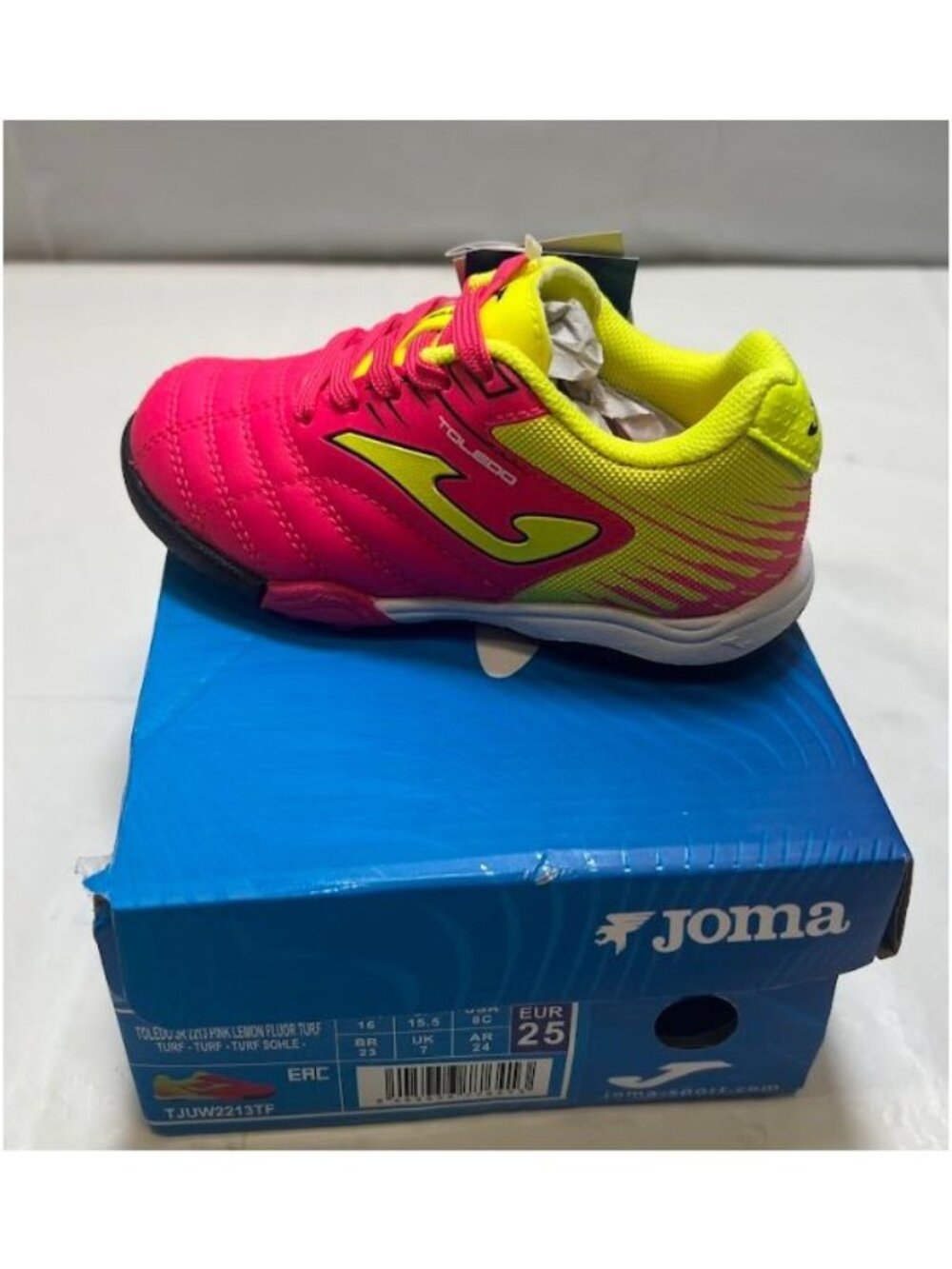 Joma Toledo Jr Kids Pink Lemon Turf Soccer Shoes Kids Size 8